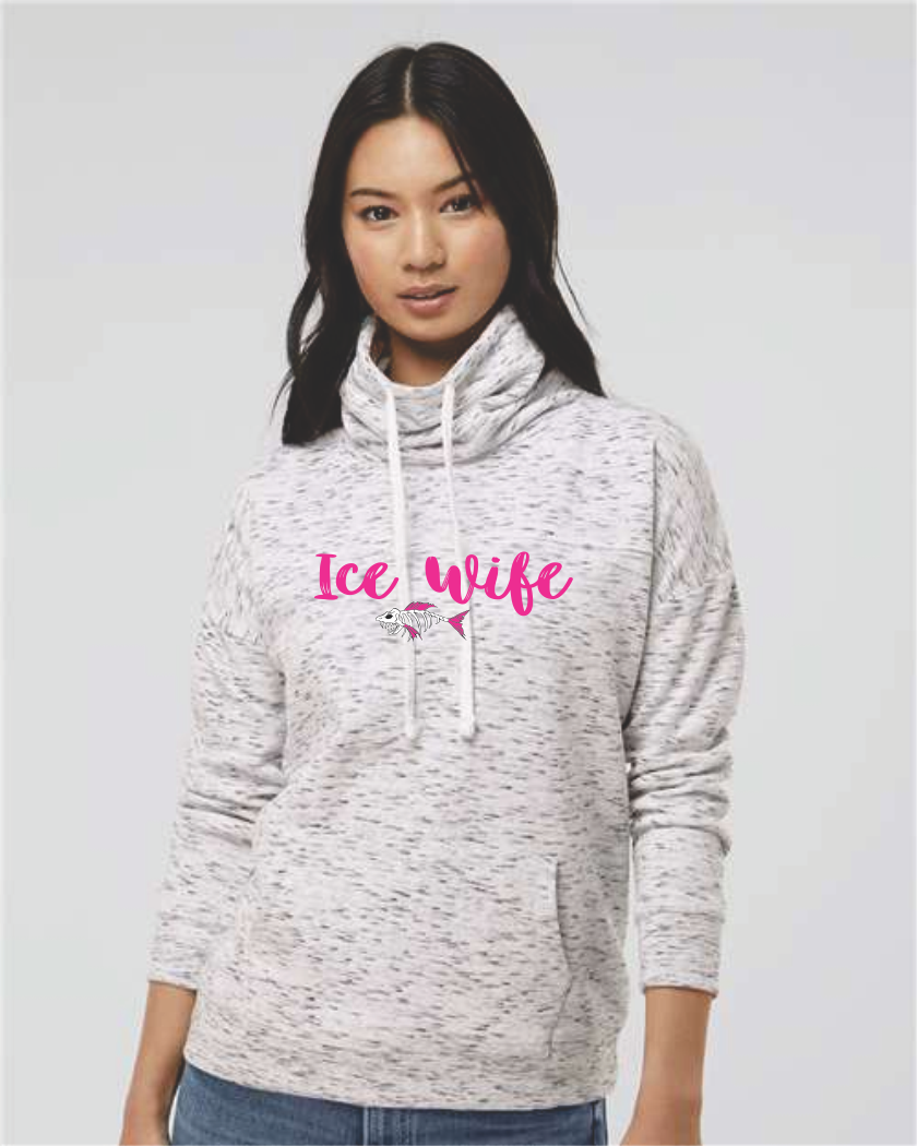 J-America Ladies Melange Cowl Neck Hoodie